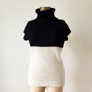 Ann Taylor Black and Cream Turtleneck Sweater